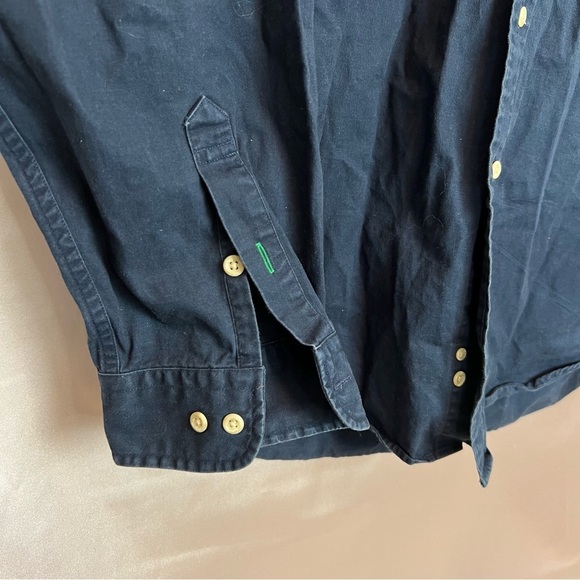 Mens Tommy Hilfiger Navy Blue embroidered button up w/ striped collar - relaxed - Picture 6 of 6